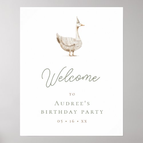 Minimalist Silly Goose Birthday Party Welcome Poster