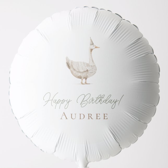 Minimalist Silly Goose Personalized Birthday  Balloon (Front)