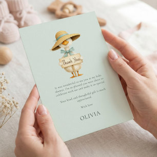 Minimalist Silly Goose Thank You Sage Baby Shower Card