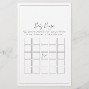 Minimalist Silver Baby Bingo Game Flyer
