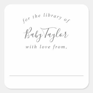 Minimalist Silver Baby Shower Bookplate