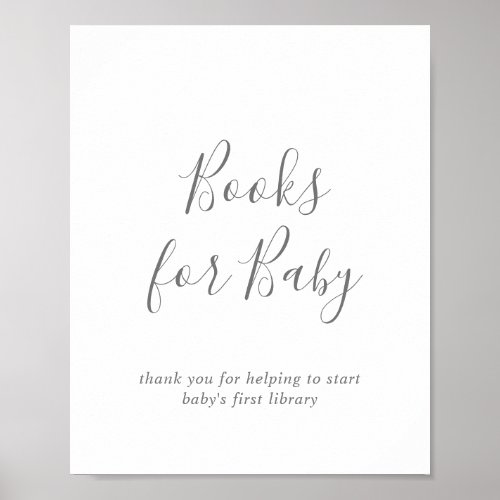 Minimalist Silver Baby Shower Books for Baby Sign