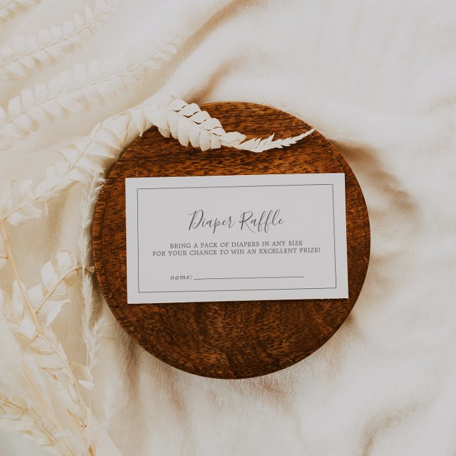 Minimalist Silver Baby Shower Diaper Raffle Enclosure Card (Creator Uploaded)