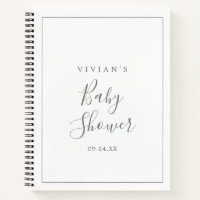 Minimalist Silver Baby Shower Gift List Notebook