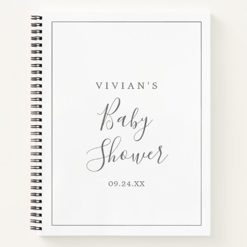 Minimalist Silver Baby Shower Gift List Notebook