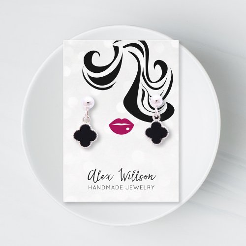 Minimalist Silver Bokeh Wavy Hair Modern Jewelry  Business Card
