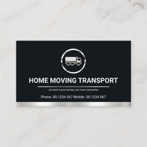 Minimalist Silver Border Line Truck Transport Business Card