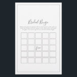 Minimalist Silver Bridal Bingo Game Flyer<br><div class="desc">This minimalist silver bridal bingo game is perfect for a simple wedding shower. The modern romantic design features classic silver gray and white typography paired with a rustic yet elegant calligraphy with vintage hand lettered style. Customizable in any color. Keep the design simple and elegant, as is, or personalize it...</div>