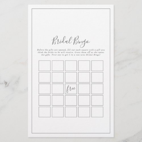 Minimalist Silver Bridal Bingo Game Flyer