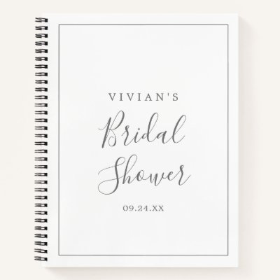 Minimalist Silver Bridal Shower Gift List Notebook