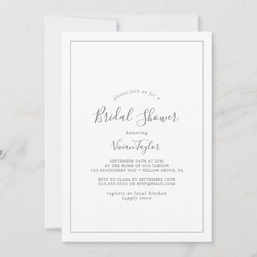 Minimalist Silver Bridal Shower Invitation