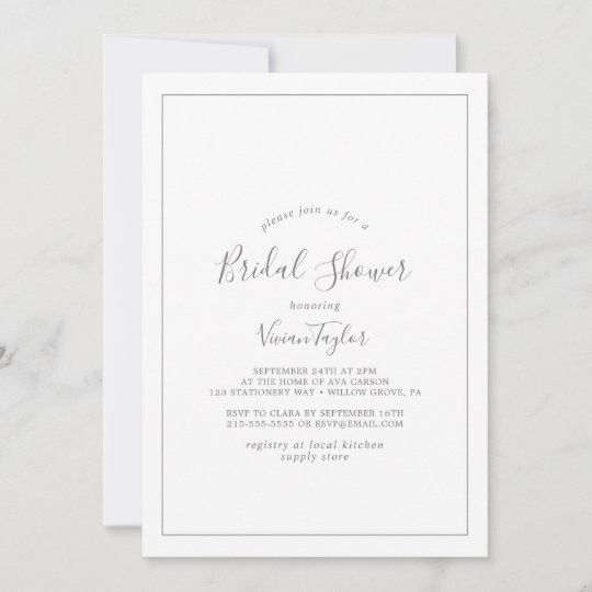 Minimalist Silver Bridal Shower Invitation | Zazzle.com