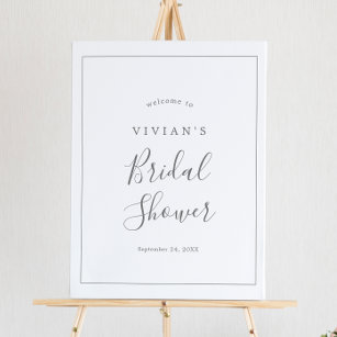 Minimalist Silver Bridal Shower Welcome Foam Board