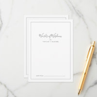 Minimalist Silver Bridal Shower Words of Wisdom Advice Card