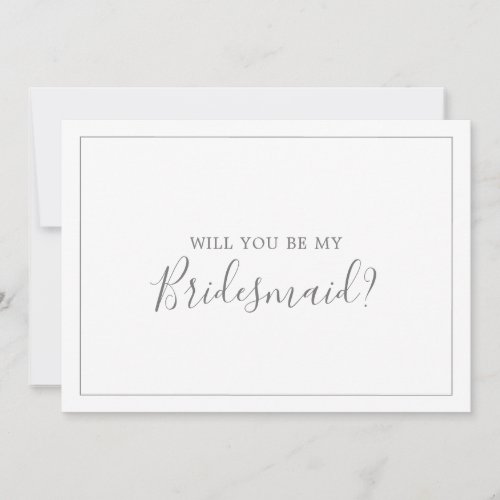 Minimalist Silver Bridesmaid Proposal Card