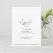 Minimalist Silver Brunch and Bubbly Bridal Shower Invitation (Standing Front)