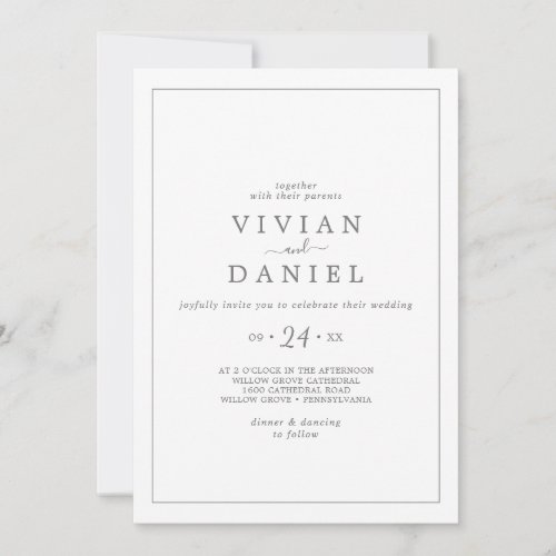 Minimalist Silver Casual Wedding Invitation