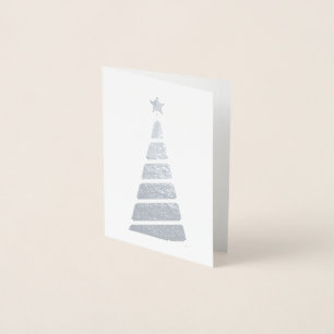 Minimalist Silver Christmas Tree Foil Card