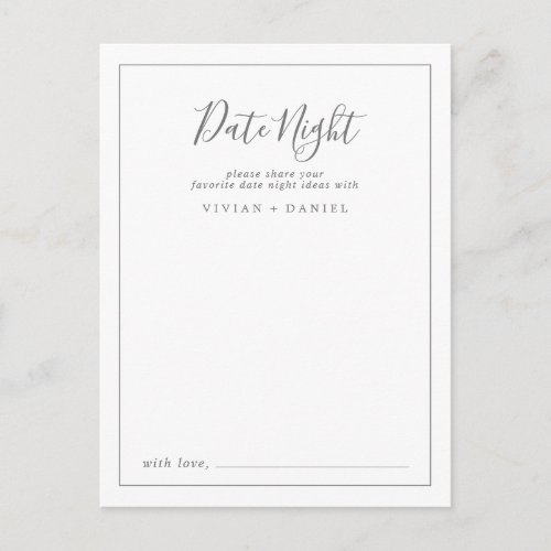 Minimalist Silver Date Night Idea Cards