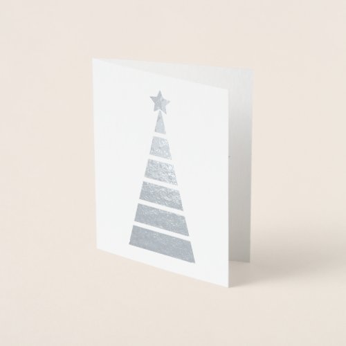 Minimalist Silver Decorated Christmas Tree Foil Card