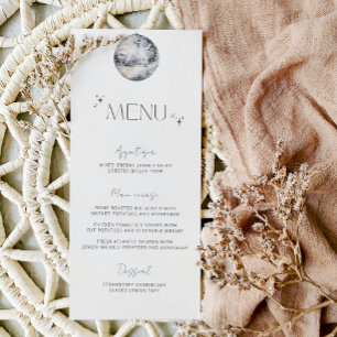 Minimalist Silver Disco Ball Wedding Menu