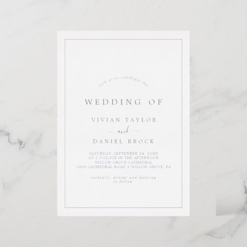 Minimalist Silver Foil Typography The Wedding Of Foil Invitation
