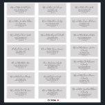 Minimalist Silver Gray Wedding Guest Address Label<br><div class="desc">These minimalist silver gray wedding guest address labels are perfect for a simple wedding. The modern romantic design features classic dark gray calligraphy on a light silver grey background. Customize each label with the name and address of your guests. 21 labels per sheet. Add each sheet that you need to...</div>