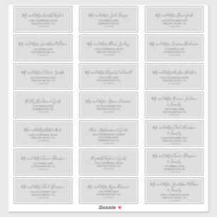 Minimalist Silver Gray Wedding Guest Address Label