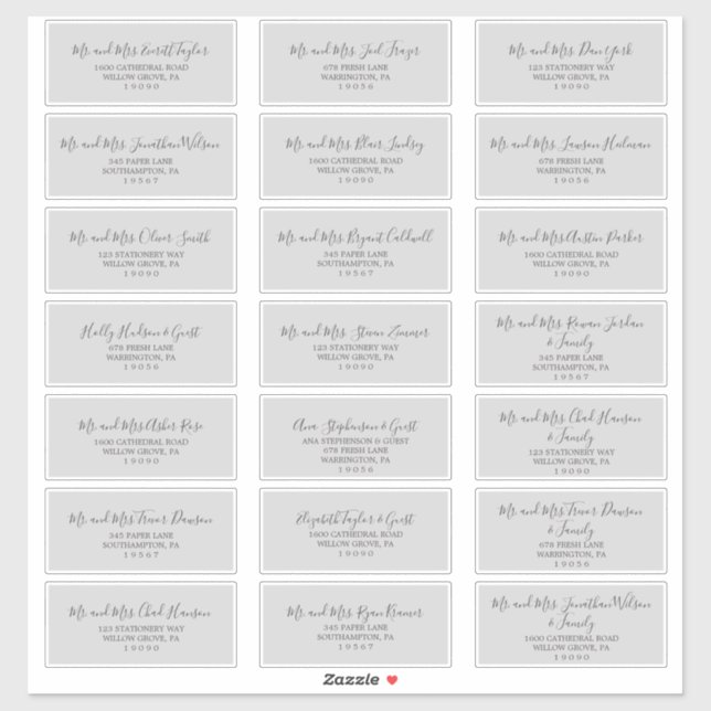 Minimalist Silver Gray Wedding Guest Address Label (Sheet)