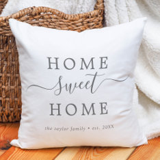 Minimalist Silver Home Sweet Home Housewarming Throw Pillow at Zazzle
