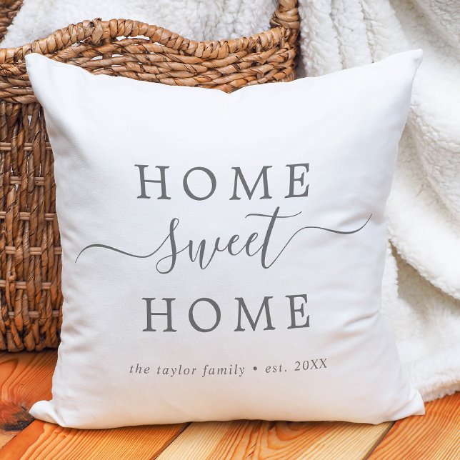 Minimalist Silver Home Sweet Home Housewarming Throw Pillow (Creator Uploaded)