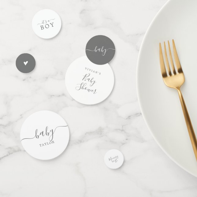 Minimalist Silver It's A Boy Baby Shower Confetti (Group)