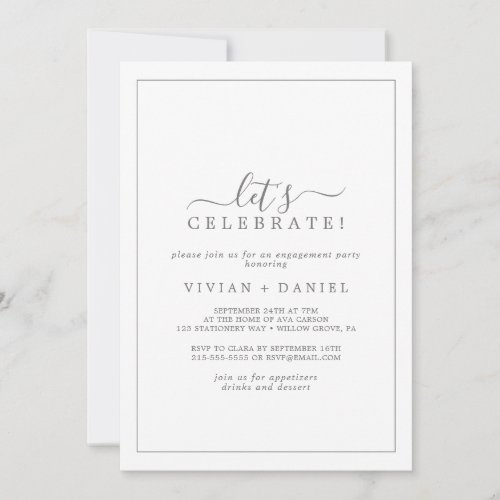 Minimalist Silver Lets Celebrate Invitation