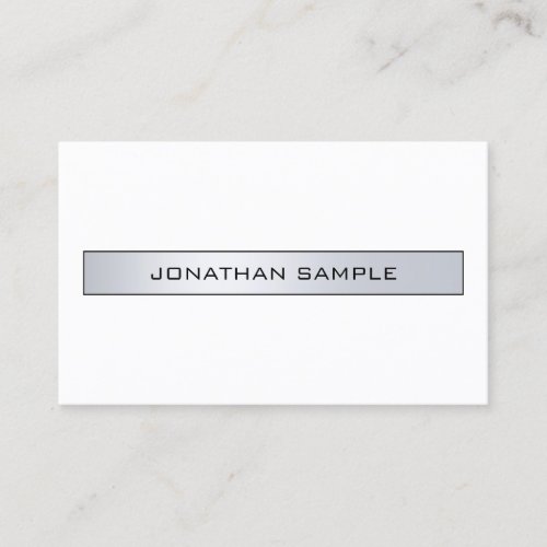 Minimalist Silver Look Fashionable Modern Plain Business Card