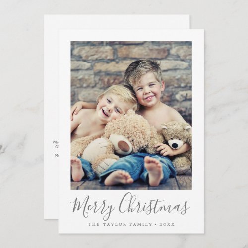 Minimalist Silver Merry Christmas Year In Review Holiday Card