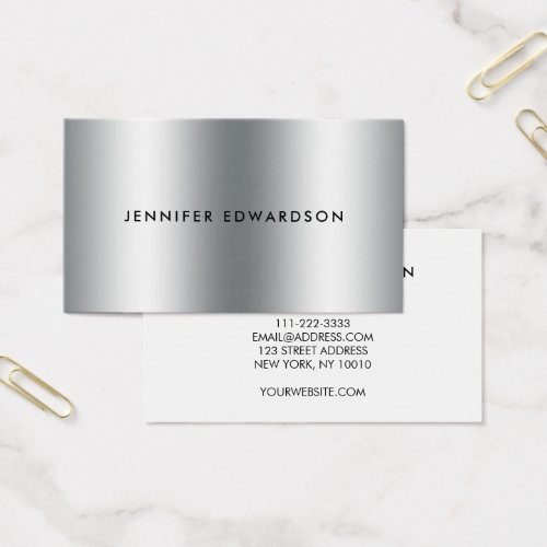 Minimalist silver metal professional business card