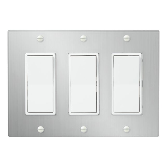 Minimalist Silver Metallic Light Switch Covers (In Situ)