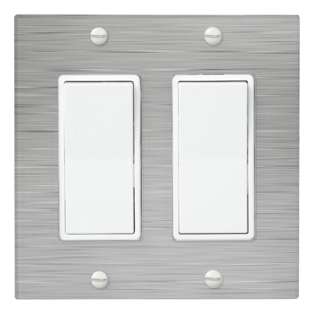 Minimalist Silver Metallic Light Switch Covers (In Situ)