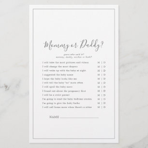 Minimalist Silver Mommy or Daddy Game