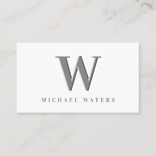 Minimalist Silver Monogram Logo Embossed Effect Bu Business Card