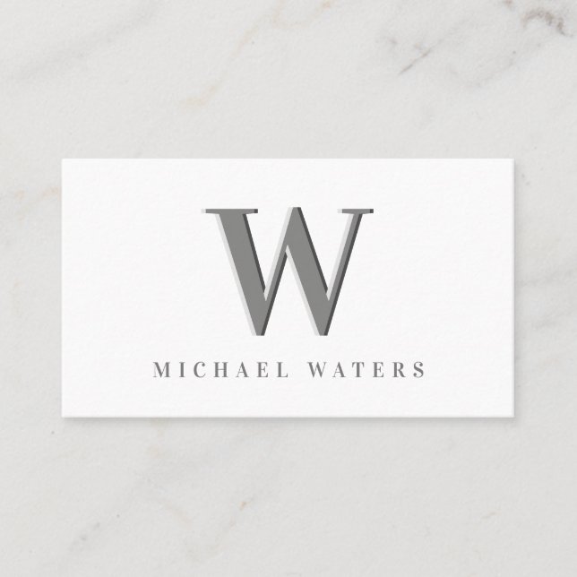 Minimalist Silver Monogram Logo Embossed Effect Bu Business Card (Front)