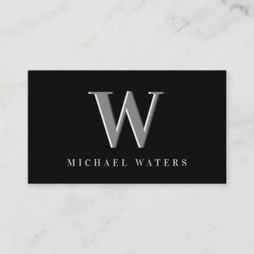 Minimalist Silver Monogram Logo Embossed Effect Business Card