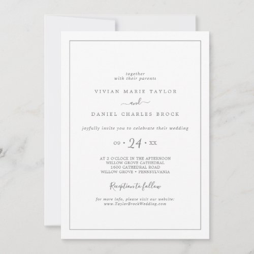 Minimalist Silver Reception Wedding Invitation