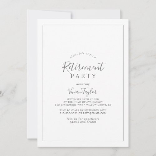 Minimalist Silver Retirement Party Invitation