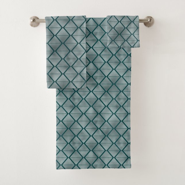 Minimalist Silver Sage Art Deco Bath Towel Set (Insitu)