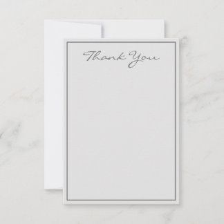 Minimalist Silver Script Thank You Flat Card