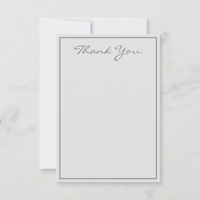 Minimalist Silver Script Thank You Flat Card (Front)