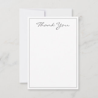 Minimalist Silver Script Thank You Flat Card