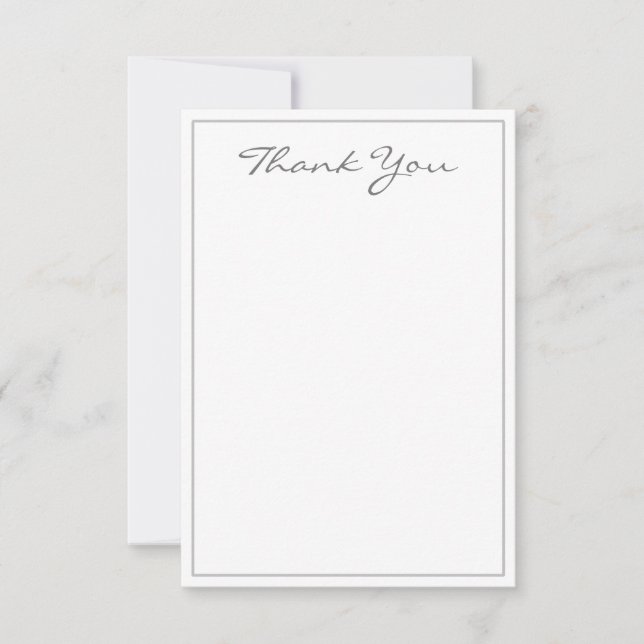 Minimalist Silver Script Thank You Flat Card (Front)