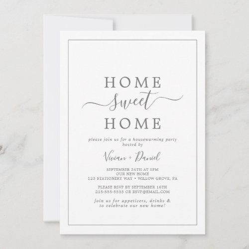 Minimalist Silver Sweet Home Housewarming Party Invitation